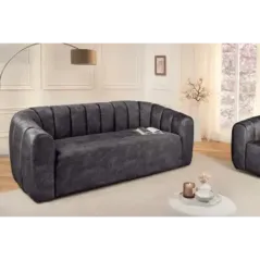 Invicta Sofa tapicerowana BABYLON 3 osobowa antracytowy aksamit 200cm / 44510