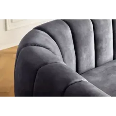 Invicta Sofa tapicerowana BABYLON 3 osobowa antracytowy aksamit 200cm / 44510