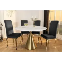 Invicta Stół okrągły ELEGANCIA blat optyka marmuru Ø 130cm / 45898