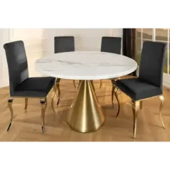 Invicta Stół okrągły ELEGANCIA blat optyka marmuru Ø 130cm / 45898