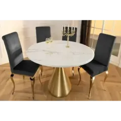 Invicta Stół okrągły ELEGANCIA blat optyka marmuru Ø 130cm / 45898