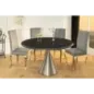 Invicta Stół okrągły ELEGANCIA czarny blat optyka marmuru Ø 130cm / 45899
