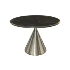 Invicta Stół okrągły ELEGANCIA czarny blat optyka marmuru Ø 130cm / 45899