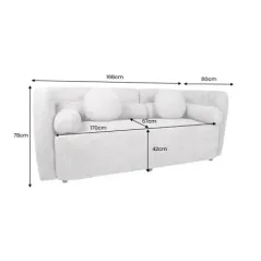 Invicta Sofa tapicerowana ART DECO 3 osobowa beżowe bouclé 200cm / 44509