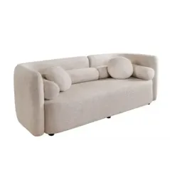 Invicta Sofa tapicerowana ART DECO 3 osobowa beżowe bouclé 200cm / 44509