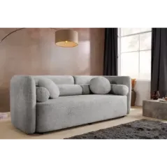 Invicta Sofa tapicerowana ART DECO 3 osobowa szare bouclé 200cm / 44508