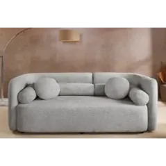 Invicta Sofa tapicerowana ART DECO 3 osobowa szare bouclé 200cm / 44508