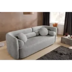 Invicta Sofa tapicerowana ART DECO 3 osobowa szare bouclé 200cm / 44508