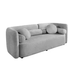 Invicta Sofa tapicerowana ART DECO 3 osobowa szare bouclé 200cm / 44508
