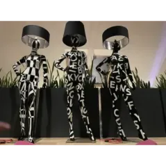 Lampa podłogowa LADY BLACK & WHITE logo z abażurem 180cm