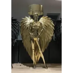 Lampa podłogowa LADY GOLD ANGEL z abażurem 180cm