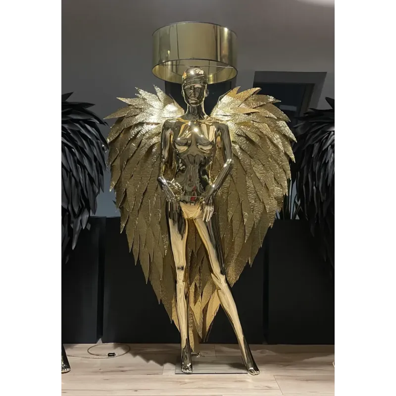 Lampa podłogowa LADY GOLD ANGEL z abażurem 180cm
