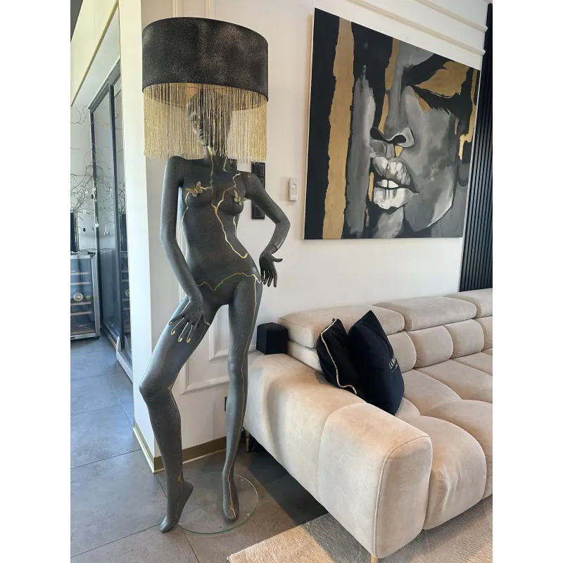 Lampa podłogowa LADY HAND PAINTED z abażurem 180cm