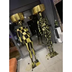 Lampa podłogowa LADY GOLD & BLACK logo z abażurem 180cm