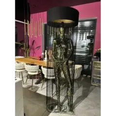 Lampa podłogowa LADY PHANTER GOLD &BLACK z abażurem 180cm
