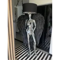 Lampa podłogowa LADY ANGEL SILVER & BLACK z abażurem 180cm