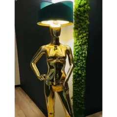Lampa podłogowa LADY WOMAN GLOD & GREEN z abażurem 180cm