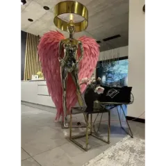Lampa podłogowa LADY ANGEL GOLD & PINK z abażurem 180cm