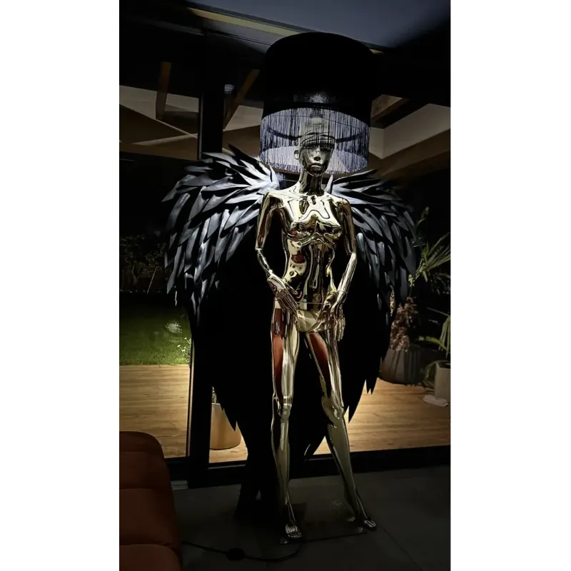 Lampa podłogowa LADY ANGEL GOLD & BLACK z abażurem 180cm