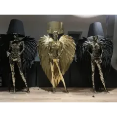 Lampa podłogowa LADY ANGEL SILVER & BLACK z abażurem 180cm