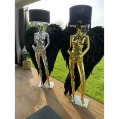 Lampa podłogowa LADY ANGEL SILVER & BLACK z abażurem 180cm