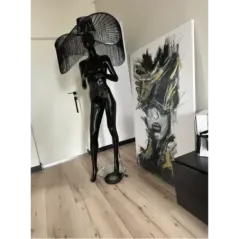 Lampa podłogowa LADY MEXICAN BLACK z abażurem 180cm