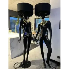 Lampa podłogowa LADY BIKINI WHITE & GOLD z abażurem 180cm
