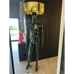 Lampa podłogowa MAN YSL BLACK & GOLD z abażurem 180cm