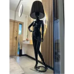 Lampa podłogowa LADY BLACK z abażurem 180cm