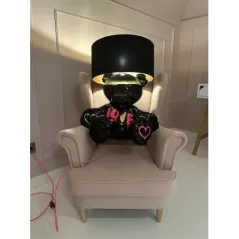 Lampa stołowa BEAR BLACK PINK z abażurem