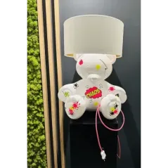 Lampa stołowa BEAR WHITE PINK z abażurem 75cm