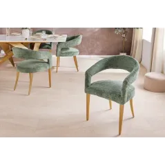 Invicta  Krzesło BOUTIQUE Zielone tkanina strukturalna ze złotymi nogami / 45924