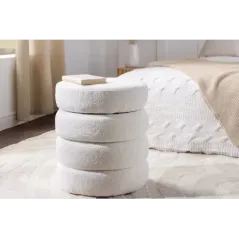 Invicta Pufa VOQUE bouclé kremowo-biała 50cm / 43524