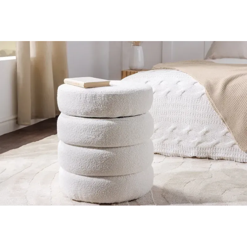 Invicta Pufa VOQUE bouclé kremowo-biała 50cm / 43524