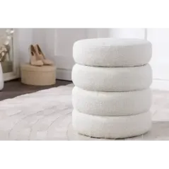 Invicta Pufa VOQUE bouclé kremowo-biała 50cm / 43524