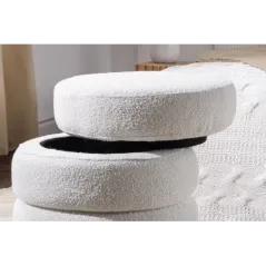 Invicta Pufa VOQUE bouclé kremowo-biała 50cm / 43524