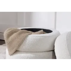 Invicta Pufa VOQUE bouclé kremowo-biała 50cm / 43524