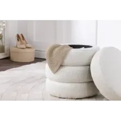 Invicta Pufa VOQUE bouclé kremowo-biała 50cm / 43524
