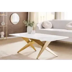Invicta Stolik kawowy ART LIVING ceramiczny biały blat 130cm / 46204