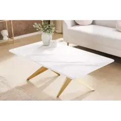 Invicta Stolik kawowy ART LIVING ceramiczny biały blat 130cm / 46204