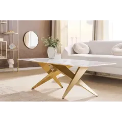 Invicta Stolik kawowy ART LIVING ceramiczny biały blat 130cm / 46204