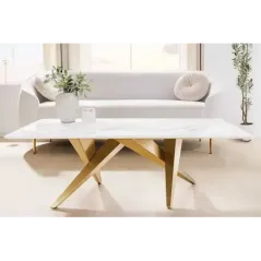 Invicta Stolik kawowy ART LIVING ceramiczny biały blat 130cm / 46204