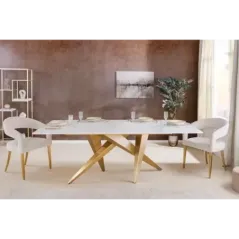 Invicta Stół do jadalni ART LIVING ceramiczny optyka białego marmuru 200cm / 462023