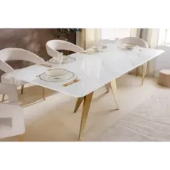 Invicta Stół do jadalni ART LIVING ceramiczny optyka białego marmuru 200cm / 462023