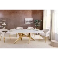 Invicta Stół do jadalni ART LIVING ceramiczny optyka białego marmuru 200cm / 462023