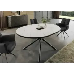 Invicta Stół ceramiczny MIKADO optyka białego marmuru 120 - 160cm / 46503