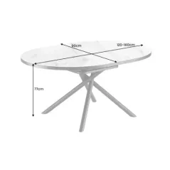 Invicta Stół ceramiczny MIKADO optyka białego marmuru 120 - 160cm / 46503