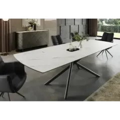 Invicta Stół ceramiczny MIKADO otyka białego marmuru 180 - 230cm / 46495
