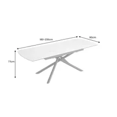 Invicta Stół ceramiczny MIKADO otyka białego marmuru 180 - 230cm / 46495