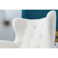 Invicta Fotel uszak DON białe bouclé 88cm / 45970